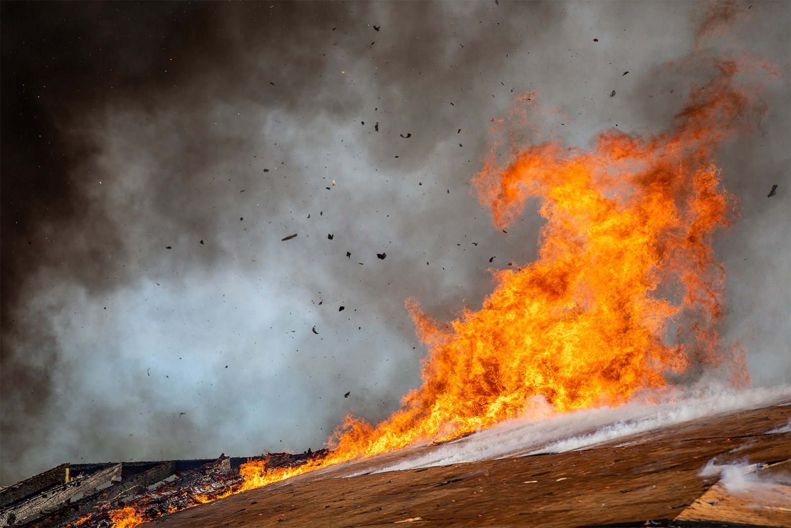 Fire at a controlled burn of a house in Graham, Wash.