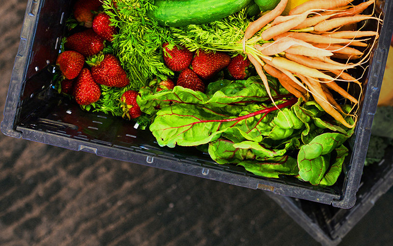 Baskets of produce