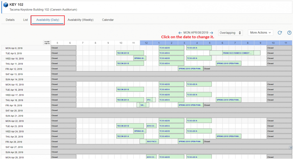 pro location availability daily view