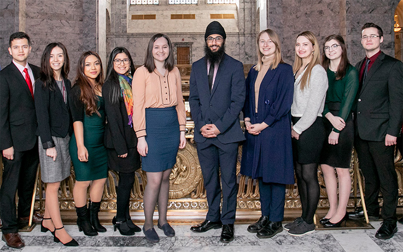 Group portrait of UW Tacoma legislative interns