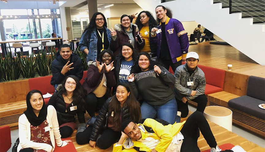 Members of UW Tacoma's Asian Pacific Islander Student Union (APISU) on a professional development fieldtrip to Microsoft.