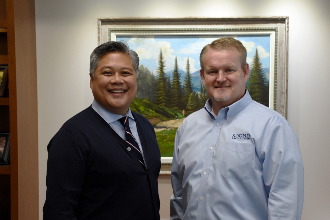 Tony del Fierro (left) and Don Clark, Jr. of Sound Credit Union)