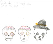 Crayon drawing of the Rosales Dia De Los Muertos