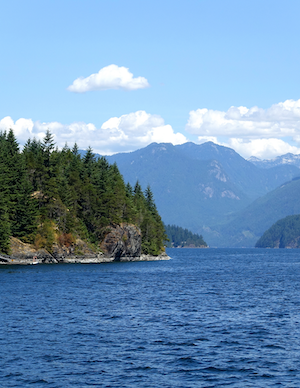 Image of river with mountains in the background in British Columbia, Canada