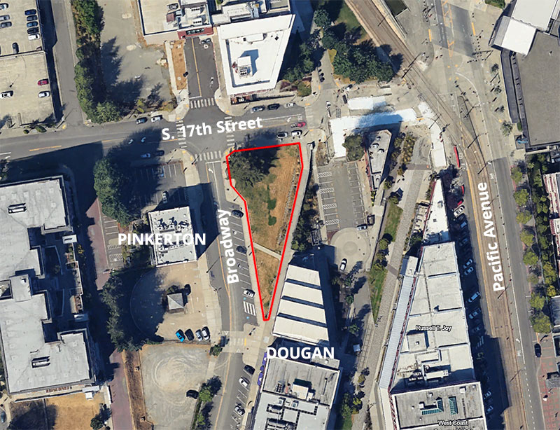 Map showing location of micro-forest at S. 17th Street and Broadway