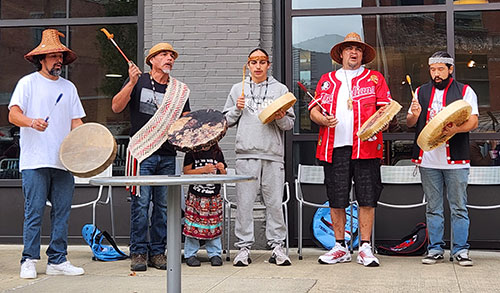 Indigenous musicians perform