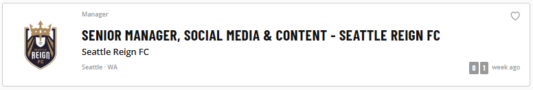 Job of the Week - Seattle Reign FC