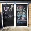 Photo of chalk board doors at giving garden