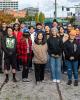 Group of Asian American Pacific Islander students posed along UW Tacoma's Prairie Line Trail