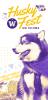 Stylized purple husky next to Husky Fest Logo